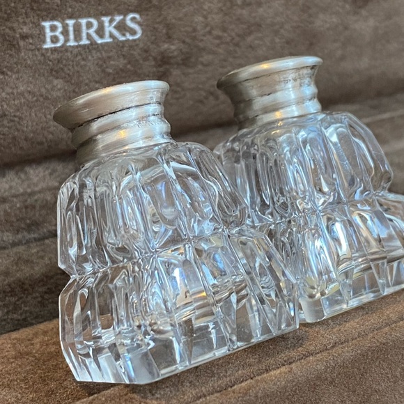 Vintage BIRKS Salt-and Pepper Shakers Sterling Silver Mother of Pearl